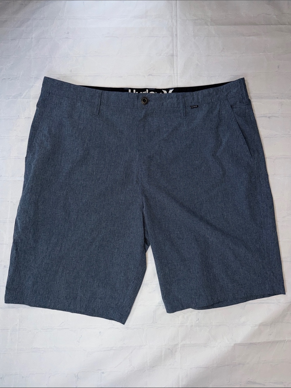 Hurley Men's Heather Navy Flat-Front Shorts